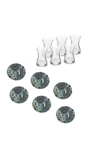 Paşabahçe طقم شاي من تصميم زوري لـ 6 أشخاص مع أطباق بورسلين