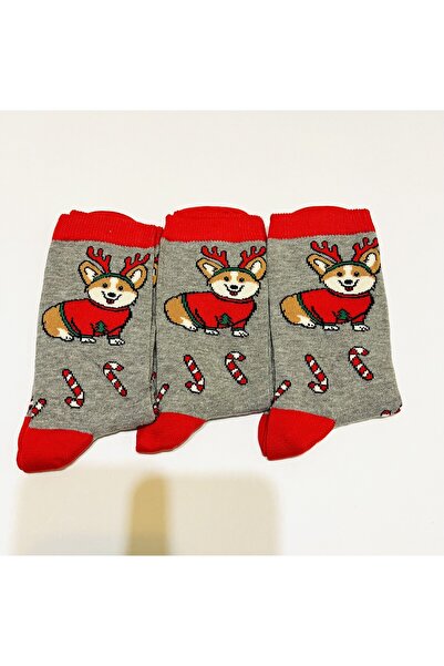 diğerr1 جوارب رأس السنة الجديدة بتصميم مميز، لون رمادي، 3 قطع، للنساء/الرجال،...