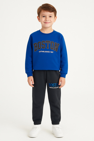 Çeşme Home Children's Elastic Embroidered Sweatshirt and Sweatpants Set – Cot...