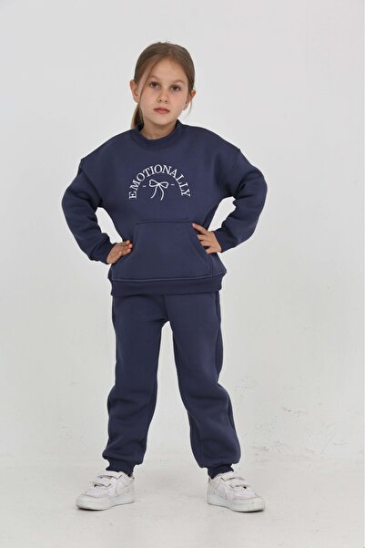 Toontoy Girl's Bow Embroidered Tracksuit Set