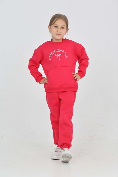 Toontoy Girl's Bow Embroidered Tracksuit Set