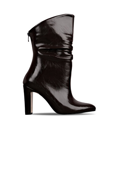 MY DERİ Maty Women's Pointed Toe Zippered Heeled Boots 4301