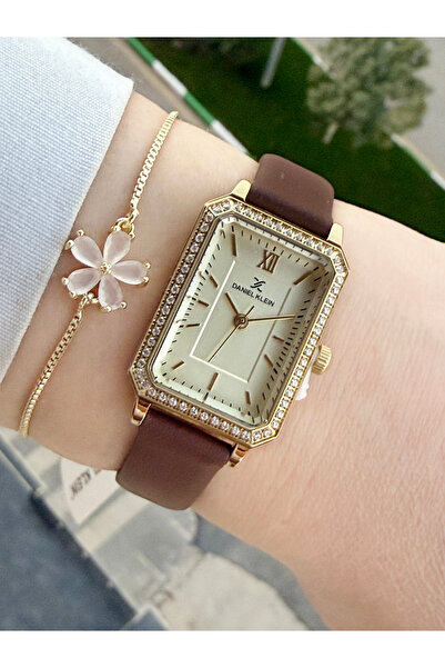 Daniel Klein Dikdörtgen Kasa Vintage Kayışlı Kadın Kol Saati Ve Bileklik