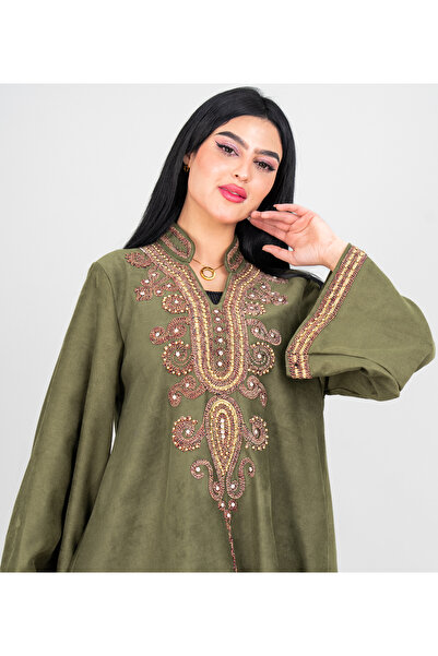 IKKXA Winter Embroidery Smooth Fabric Jalabiya