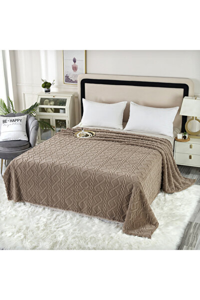 OEM Cocolino Fluffy Blanket with Knitted Pattern, Double Bed 180x200cm, Microfiber