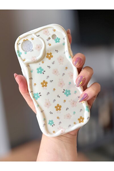 MİRAZ TASARIM Iphone 17 air ecru color with flower pattern case