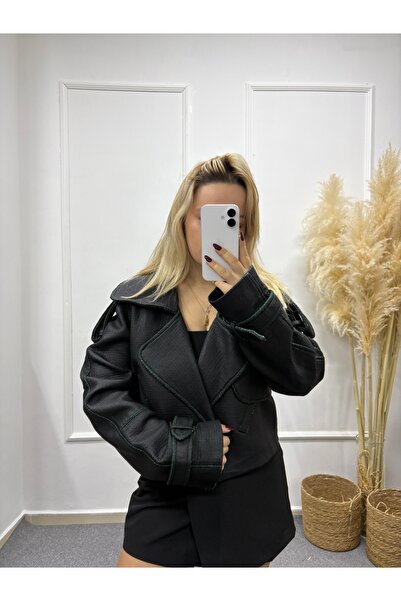 LİSAA BUTİK Women's Standard Size Short Leather Jacket