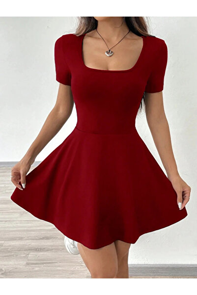 JE-TU Women's Trend U Neck Shorts Dress