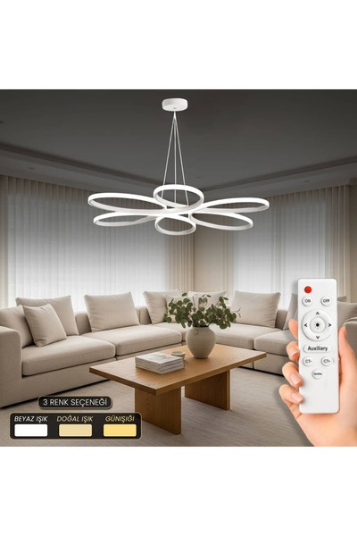 Holdak Nivul Modern Kumandalı - Dimmerli Sarkıt Led Avize - 3 Renk Ledli