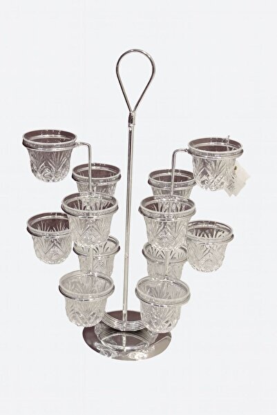 ALMASA Silver stainless steel teacup holder with 12 slots