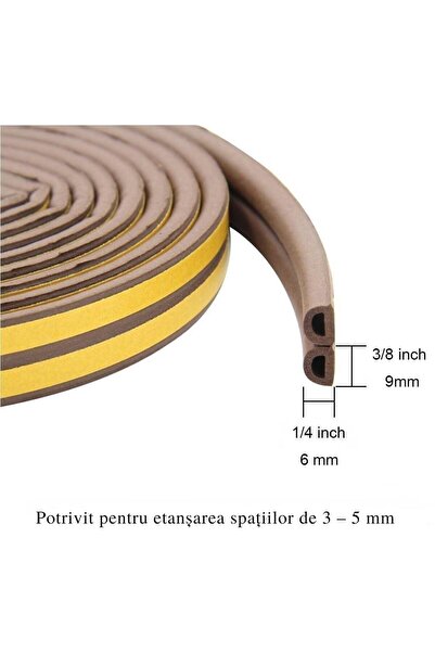 OEM Self-Adhesive D Profile Weatherstrip - 6mm x 16m - Brown