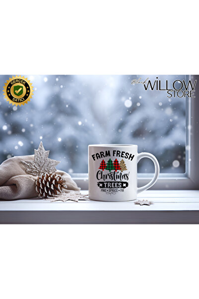 WİLLOW STORE Merry Christmas, Christmas Themed Porcelain Mug, New Year, Merry...