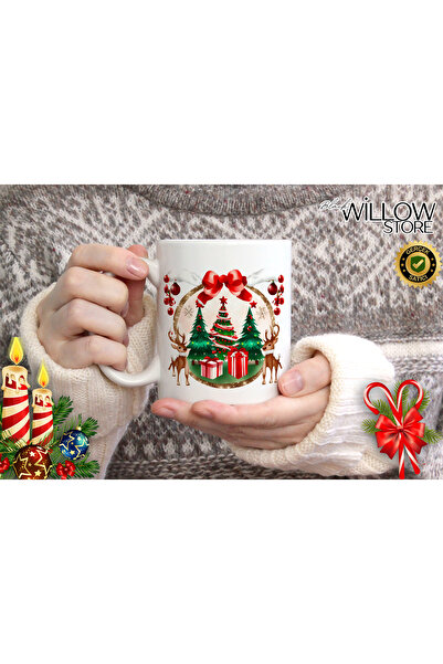 WİLLOW STORE Merry Christmas, Christmas Themed Porcelain Mug, New Year, Merry...