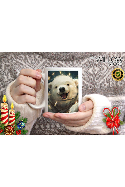 WİLLOW STORE Merry Christmas, Christmas Cute Bear Themed Porcelain Mug, New Y...