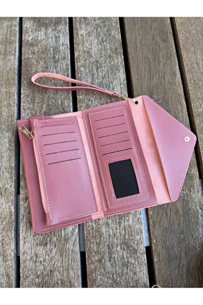 ÖZÜM TAKI Women's Wallet with Phone Compartment Light Pink