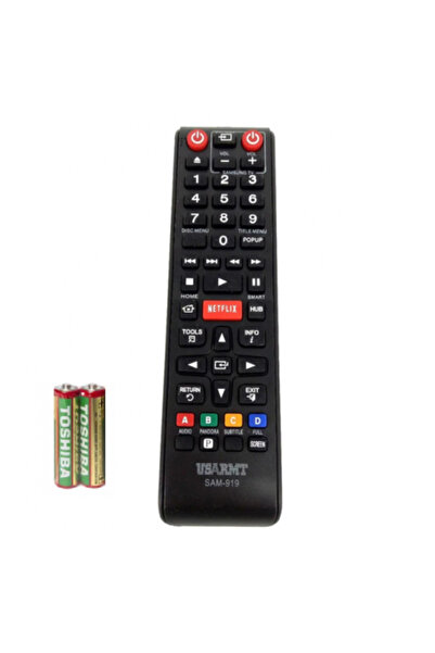 KlaussTech Telecomandă universală pentru televizor Samsung, distanță 8 m, compactă, 2 x AAA, neagră