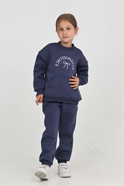 Toontoy Girl's Bow Embroidered Tracksuit Set