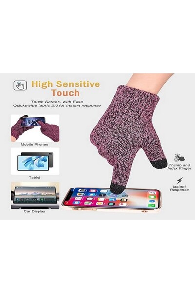 OEM Xnova wine red gloves for women, thermal knit gloves with fleece lining, size l-xl