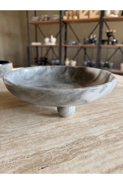 Belle Vie وعاء زخرفي من الحجر الرمادي الحقيقي