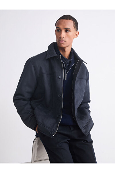 LC Waikiki Lcw Vision Anthracite Comfortable Fit Shirt Collar Suede Men's Coat