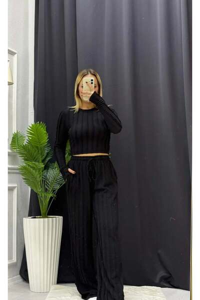 BERİLLİON Finger Interlocking Seersucker Double Set