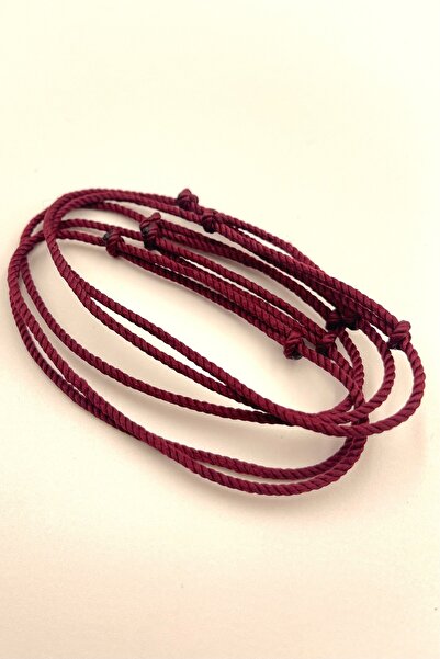 Concept HuBuTU 5 Pieces Unisex Burgundy Minimal Twisted Rope Bracelet Set