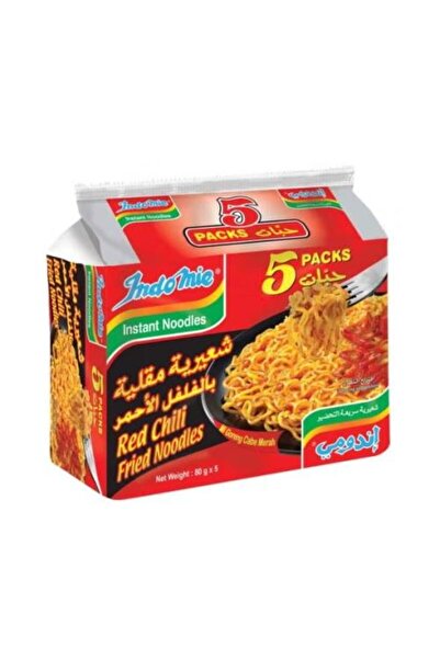 İndomie نودلز مقلية سريعة التحضير بنكهة الفلفل الأحمر الحار – 5 عبوات × 80 جم