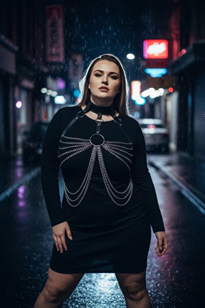 Angels Passion Curea neagră pentru femei de mărime mare