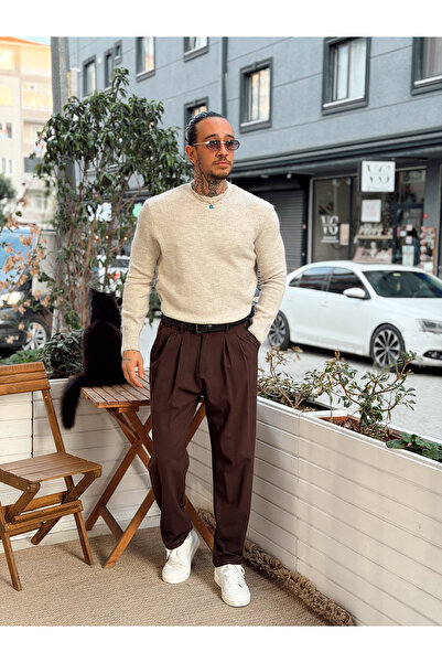 manch collection Yarım Balıkçı Regular Basic Knitwear Sweatshirt Cream