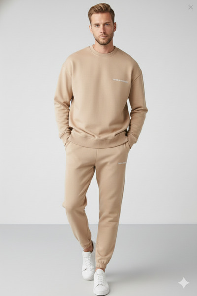 NİCE Ανδρικό σετ αθλητικής φόρμας από βαμβακερό φλις εσωτερικά, χαλαρό και άνετο