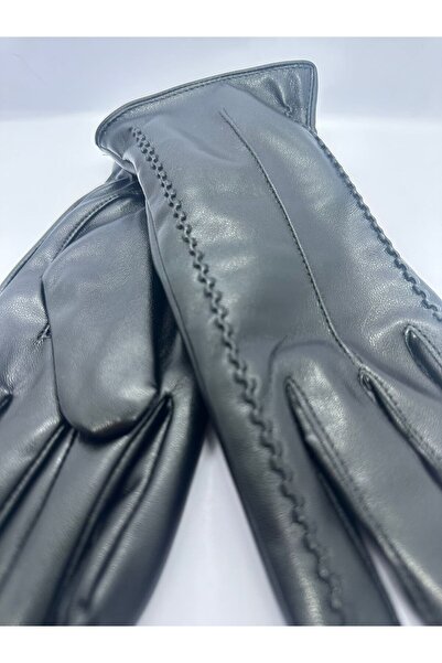 MOS&AK aksesuar Kadın Hakiki Kuzu Deri Eldiven Şardonlu