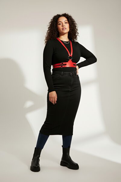 Angels Passion Curea roșie pentru femei, cu detaliu de inel în formă de O, cu...