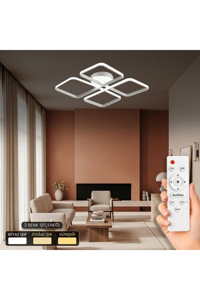 Holdak Novira Plafonyer Kumandalı Modern Led Avize - 3 Renk Ledli