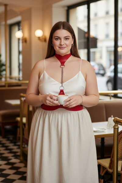 Angels Passion Accesoriu cu lanț metalic pentru body cu guler cu centură roși...