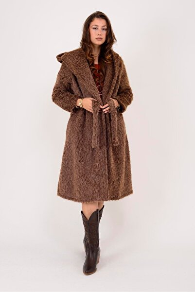 Park Moda 8290 Belt Detail Hooded Coat