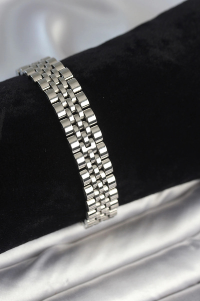 Skygo 316L Steel 12 mm Thick Silver Color Men's Bracelet