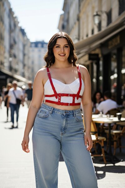 Angels Passion Curea roșie pentru femei, curea din piele, cu mai multe catara...