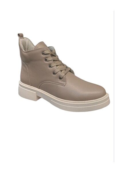 AKSESUARIM Women's Genuine Leather Lace-Up Comfort Casual Boots