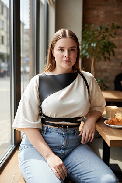 Angels Passion Curea neagră pentru femei, accesoriu asimetric pentru corp, cu...