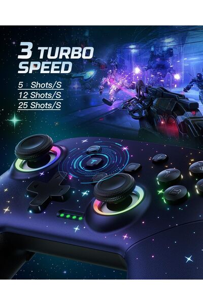 VOYEE Switch Wireless Pro Controller (RGB, Programmable, Vibration, Turbo, 1000mAh)