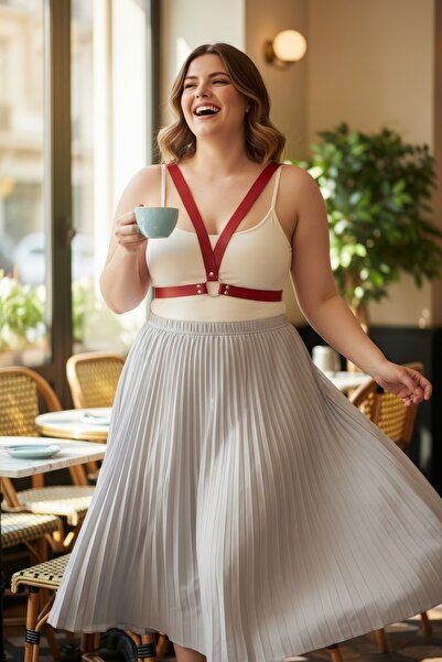 Angels Passion Curea roșie pentru femei de mărime mare, cu croială bretele, a...