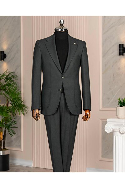 TerziAdemAltun Italian Style S Slim Fit Peaked Lapel Jacket Pants Suit Green T14912