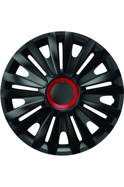 Mega Drive Wheel Cover Set 16` Black With Royal Red Ring