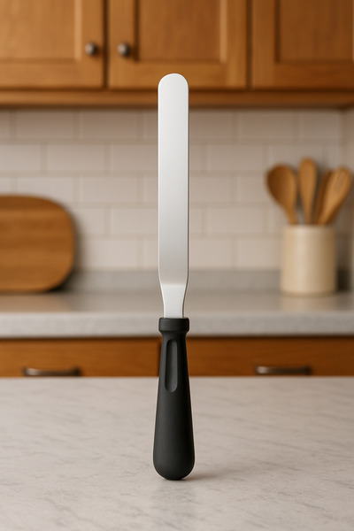 SYN AKSESUAR Profesyonel Pasta Sıvama Spatulası – Paslanmaz Çelik, Eğik Pasta...