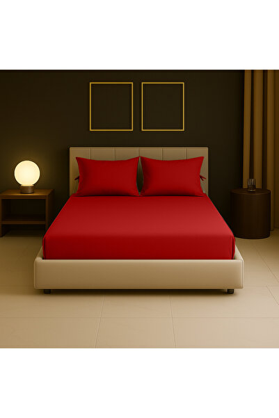 Sabia 100% Cotton 62 Thread Count 140X200 cm +37 cm Height Suitable Double Size Fitted Sheet Set