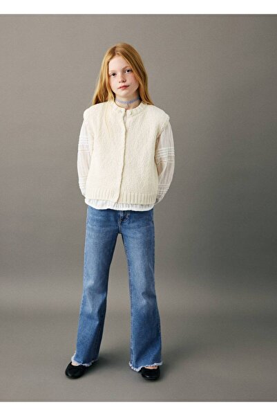 MANGO Kids Dikişsiz flare jean pantolon