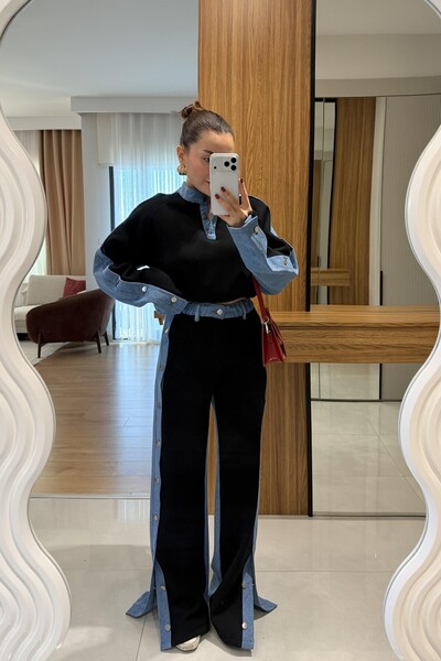 Tulipabutik Set cu detalii cu nasturi și broderie