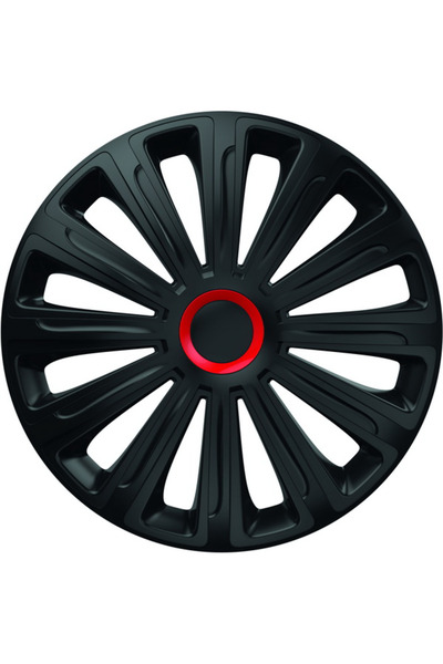 Mega Drive Set of 16` Black Wheel Covers with Red Ring Trend
