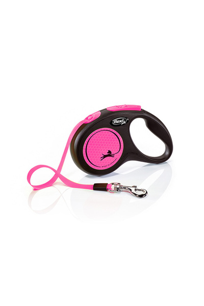 Flexi Pink Neon Band Retractable Leash - 5 Mt