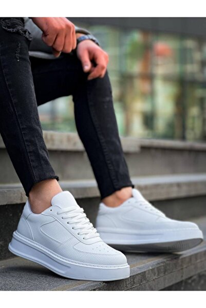 Lucy Shoes حذاء رياضي رجالي YG-X8 برباط يومي من الجلد CBT - أبيض